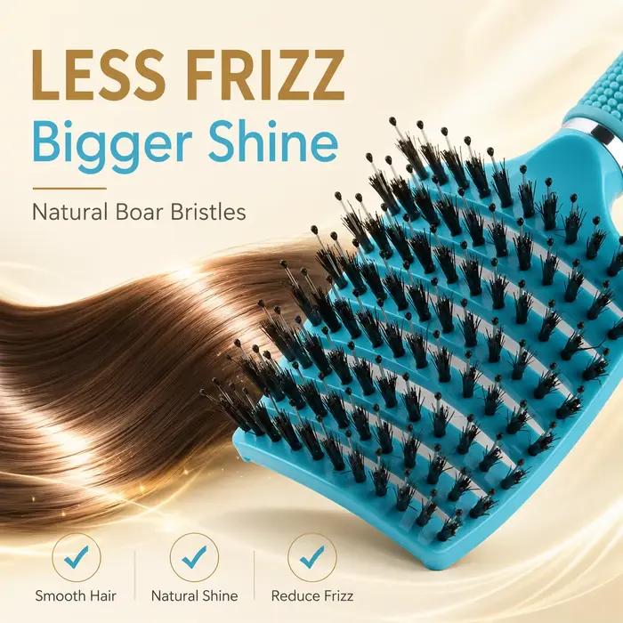 Brosse à cheveux démêlante à picots en nylon et poils de sanglier, séchage rapide, anti-frisottis, pour cheveux humides et secs, masseur de cuir chevelu