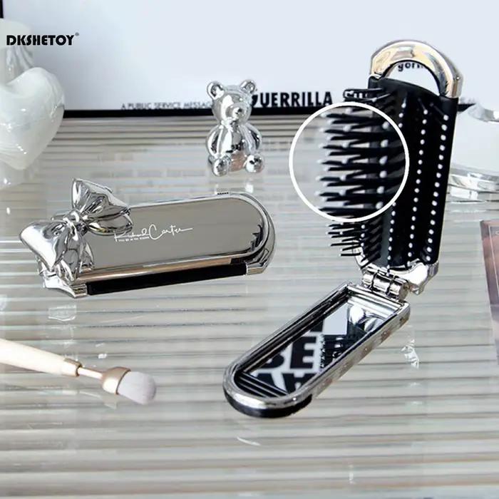 Mini peignes à cheveux pliants avec miroir pour voyage