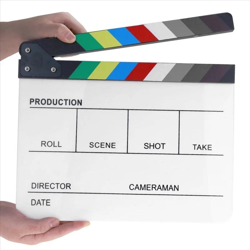 -MEOF Film Clapper Board Texture délicate coloré directeur scène vidéo Clapboard acrylique effaçable à sec Film Clapper
