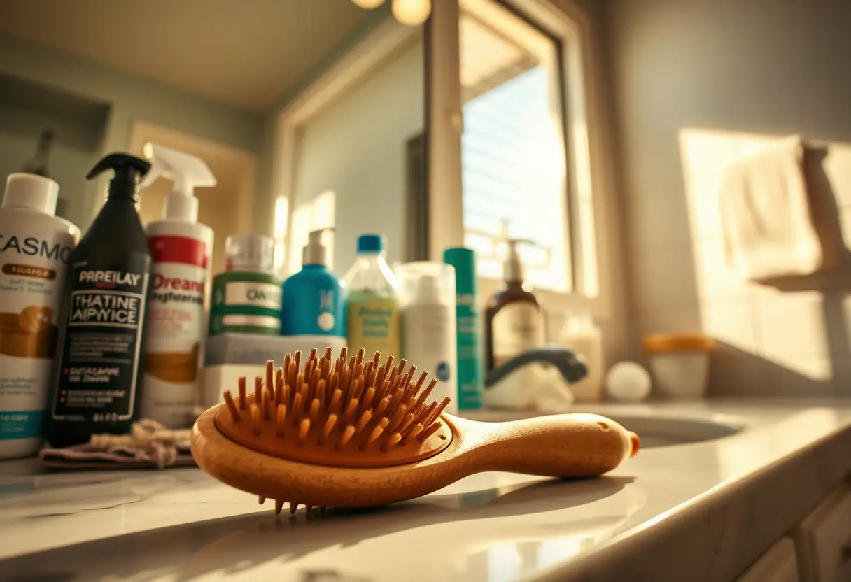 Entretien des cheveux bouclés dans la salle de bain